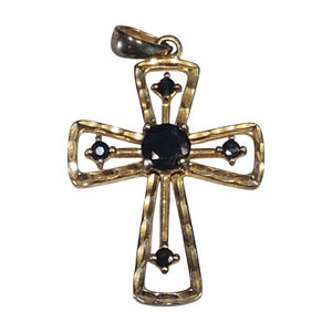 Sterling Silver 925 Gold Vermeil Cross Pendant Sapphires prime art